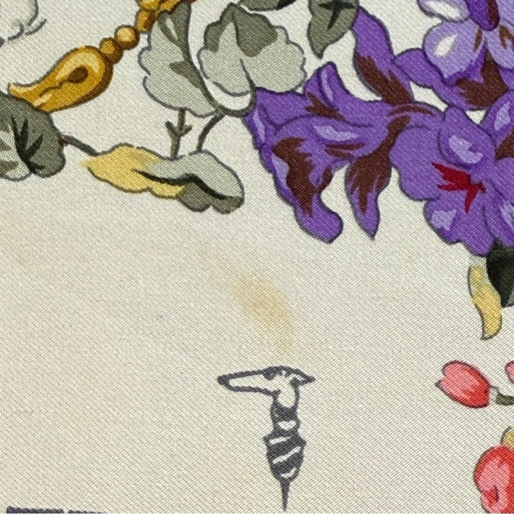 Trussardi Red and Gold Ornate Floral Scarf